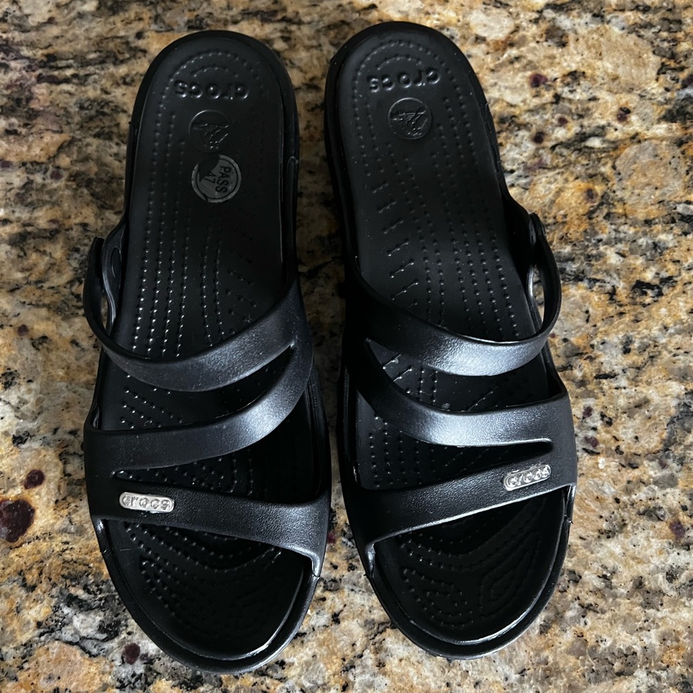 Crocs black sandals size 8